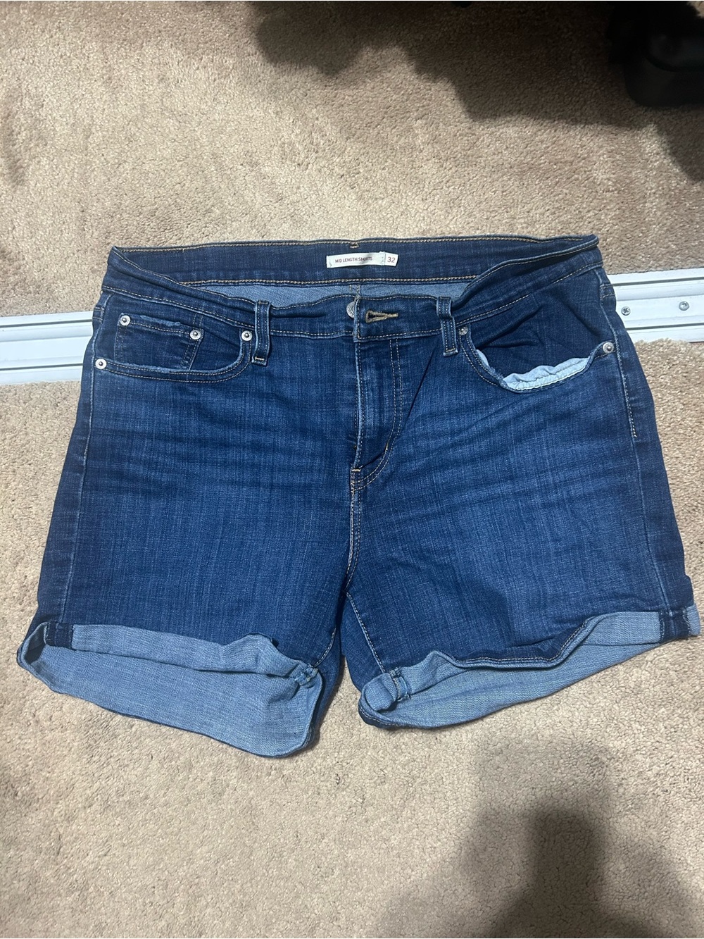 Levi's Dark Blue Rolled Cuff Denim Shorts